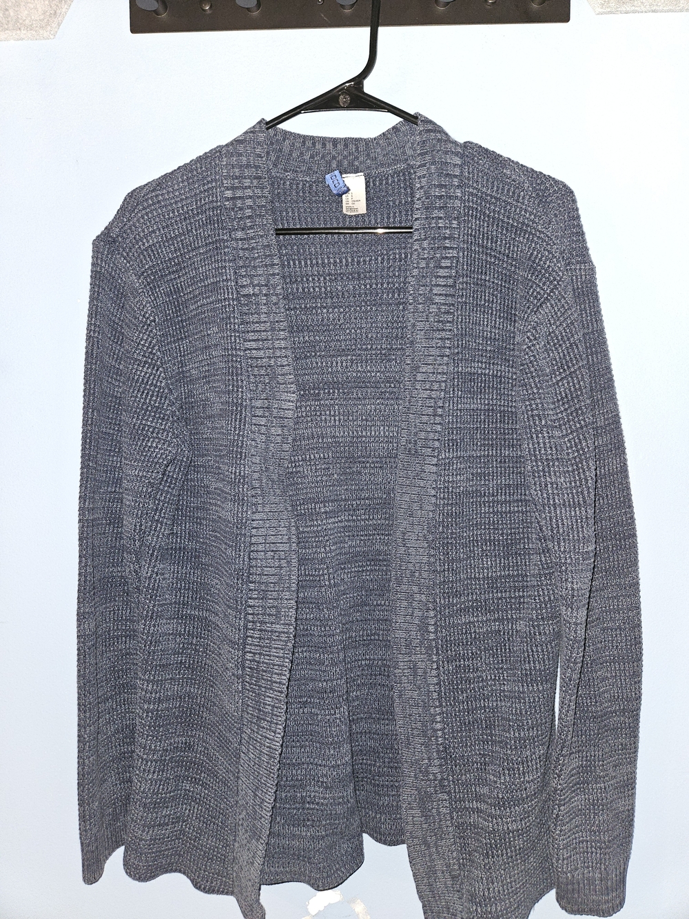 Divided Open-Front Knit Cardigan in Heather Gray